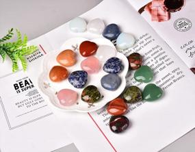img 3 attached to AMOYSTONE 20 Pcs Puffy Heart Healing Crystal Pocket Stones 30 Mm Assorted Rock Collection Making Mixed