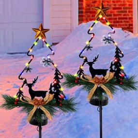 img 4 attached to Make Your Yard Merry With MAGGIFT Solar Stake Lights - 47.5 Inch Large Xmas Decorations With Multicolor LED Lights!