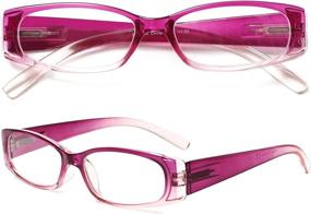 img 1 attached to 5-Pack прямоугольные очки для чтения с пружинными петлями для мужчин и женщин, модные качественные 4,00-кратные читатели с увеличением.