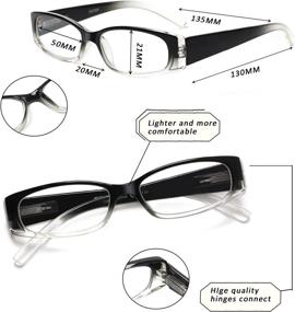img 3 attached to 5-Pack прямоугольные очки для чтения с пружинными петлями для мужчин и женщин, модные качественные 4,00-кратные читатели с увеличением.