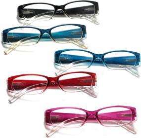 img 2 attached to 5-Pack прямоугольные очки для чтения с пружинными петлями для мужчин и женщин, модные качественные 4,00-кратные читатели с увеличением.