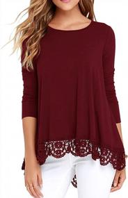 img 4 attached to Floral A-Line Tunic Blouse With Delicate Lace Trim For Women By QIXING