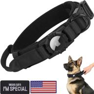 🐶 premium tactical airtag dog collar: heavy duty & wide, with apple airtag holder, gps tracking & handle - ideal for medium to large dogs logo