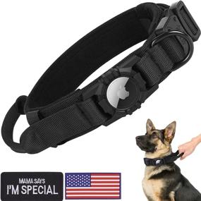 img 4 attached to 🐶 Premium Tactical AirTag Dog Collar: Heavy Duty & Wide, with Apple AirTag Holder, GPS Tracking & Handle - Ideal for Medium to Large Dogs