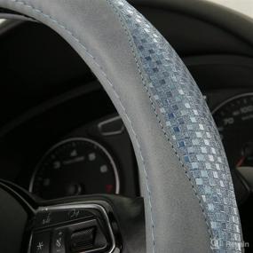 img 2 attached to 🌈 NS YOLO New Bling Bling Colorful Glitter Leather Steering Wheel Covers Universal Fit 14.5-15 Inch Anti-Slip Wheel Protector for Women Girls (Standard Size [14.5-15], Gray)