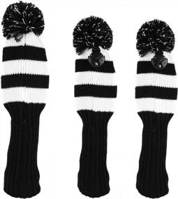 img 3 attached to Knitted Golf Headcover Set With Rotating Number Tags For Driver, Fairway Wood, And Hybrid (UT) - Fits Male And Female Golfers - Longchao 3-Piece Golf Club Wood Head Covers