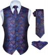 👔 hisdern men's vest tie set 3pc - formal waistcoat with paisley floral jacquard necktie & pocket square - suit vests for wedding party logo