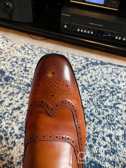 img 1 attached to 💼 Premium Quality FRASOICUS Wingtip Leather Shoes for Men - Size 10 review by Rory Kelley