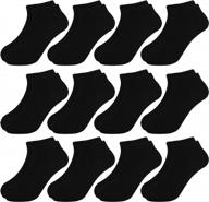 comfortable and durable: booph 12 pairs of kids ankle socks with half cushion for boys and girls logo