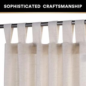img 3 attached to Light Filtering Linen Curtains With Tab Top Design - Elegant And Casual Window Draperies For Living Room And Bedroom, 63 Inches Long, Privacy Added - 1 Pair, 52" W X 63" L, In Angora Color