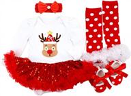 first christmas outfit newborn baby toddler girl dress up costume romper tutu dress leg warmers shoes headband set logo