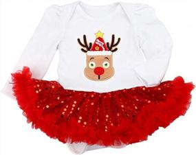 img 3 attached to Первый рождественский наряд для новорожденных, платье для маленьких девочек, костюм, комбинезон, платье-пачка, гетры, обувь, повязка на голову, комплект