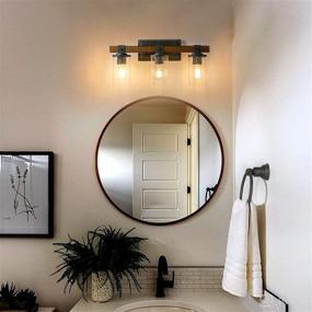 img 2 attached to 💡 Stylish 3-Light Farmhouse Vanity Light Set with Seeded Glass Shades - Perfect Fixture for Bathroom, Kitchen, and Powder Room