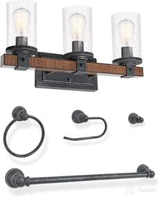 img 3 attached to 💡 Stylish 3-Light Farmhouse Vanity Light Set with Seeded Glass Shades - Perfect Fixture for Bathroom, Kitchen, and Powder Room