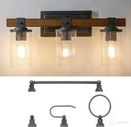 💡 stylish 3-light farmhouse vanity light set with seeded glass shades - perfect fixture for bathroom, kitchen, and powder room логотип