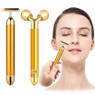 2-in-1 electric face massager roller 24k golden facial massager, 3d roller and t shape facial roller massager kit arm eye nose massager skin care tools logo