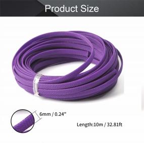 img 3 attached to Othmro 10M/32.8Ft PET Расширяемый кабель с оплеткой Sleeving Гибкий рукав из ячеистой сети Purple