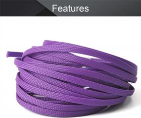 img 2 attached to Othmro 10M/32.8Ft PET Расширяемый кабель с оплеткой Sleeving Гибкий рукав из ячеистой сети Purple