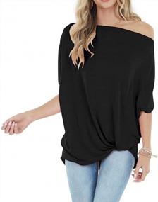 img 2 attached to Stylish Twist Knot Batwing Tunic Blouse For Women'S Summer Off-Shoulder Tops
