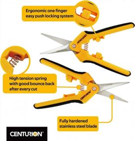 img 2 attached to Centurion 201 Hand Pruner Pruning Shear Straight & Upward Curved Stainless Steel Blade Precision Snip (Yellow, 6.5 Inch, Set Of 2)