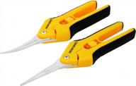 centurion 201 hand pruner pruning shear straight & upward curved stainless steel blade precision snip (yellow, 6.5 inch, set of 2) logo