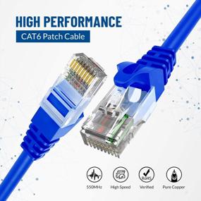 img 3 attached to Высококачественные короткие соединительные кабели Cat6 - 5 кабелей Ethernet без зацепов, 1 фут - идеально подходят для высокоскоростного подключения к Интернету и сети - медный провод UTP 24AWG - синий