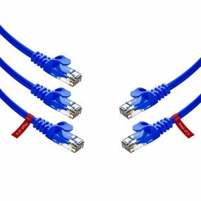 img 4 attached to Высококачественные короткие соединительные кабели Cat6 - 5 кабелей Ethernet без зацепов, 1 фут - идеально подходят для высокоскоростного подключения к Интернету и сети - медный провод UTP 24AWG - синий