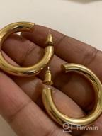 img 1 attached to Chic Chunky Open Hoops: 14K Gold Plated Earrings for Women & Girls with Sterling Silver Posts review by Tony Miller