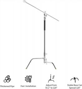 img 3 attached to 10Ft Selens Steel Heavy Duty C Stand With Auto-Folding Leg And Grip Arm Kit – Adjustable Support Stand For Reflector, Softbox, Monolight, Backdrop, Overhead Shooting And Fashion Shots – Silver