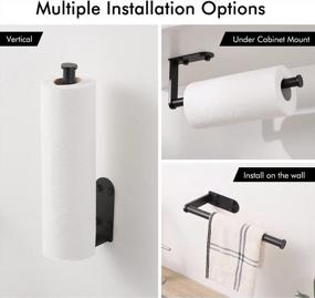 img 2 attached to Matte Black Paper Towel Holder For Kitchen - Under Cabinet & Wall Mountable Roll Holder - KES KPH400B-BK
