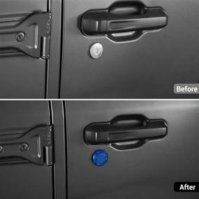 img 3 attached to 🔒 Premium Blue Door Lock Cover for 2018-2021 Jeep Wrangler JL JLU & Gladiator JT - Hoolcar Exterior Door Key Jack Trim