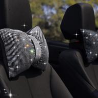 add sparkle to your ride with 2pc rhinestone car bling pillows - bowknot headrest neck support for drivers, crystal diamond car accessories for women logo