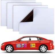 🚗 set of 4 round cornered blank car magnets - 15.7" × 11.8” 27.6mil flexible car magnet sheets for diy business signs, vehicle door advertising, scratch & dent prevention логотип