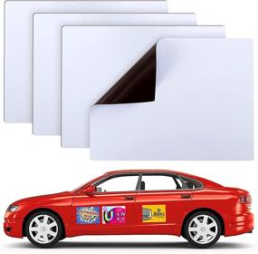 img 4 attached to 🚗 Set of 4 Round Cornered Blank Car Magnets - 15.7" × 11.8” 27.6mil Flexible Car Magnet Sheets for DIY Business Signs, Vehicle Door Advertising, Scratch & Dent Prevention