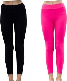 img 4 attached to Comfort Meets Style With Veskaoty'S Pack Of 2 Stretchy High Waist Leggings For Girls