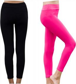 img 3 attached to Comfort Meets Style With Veskaoty'S Pack Of 2 Stretchy High Waist Leggings For Girls