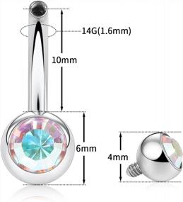 img 2 attached to G23 Titanium Double Sparkle Gem Prong Set Belly Button Navel Piercing Ring, 14 Gauge 3/8 Inch (10Mm)