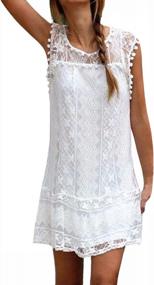 img 4 attached to Women'S Summer Dress: Look Stylish In StyleDome Lace Sleeveless Patchwork Loose Casual!