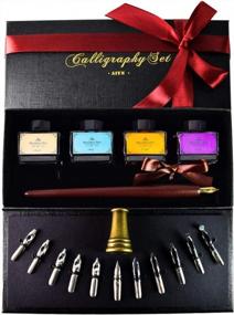 img 4 attached to AIVN Calligraphy Kit: 4 Ink Colors, 12 Nibs, Pen Holder, And Introductory Booklet For Improved SEO