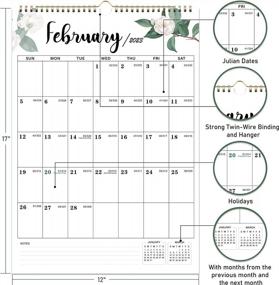 img 1 attached to Вертикальный настенный календарь на 2023 год - Ежемесячный календарь с января по декабрь 2023 года, 12 "X 17", с датой по юлианскому календарю - идеально подходит для дома, офиса и школы.