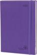 poprun 2023 planner weekly and monthly 8.5" x 10.5" - agenda 2023 with hourly time slots, monthly expense & notes, inner pocket, vegan leather soft cover - purple logo