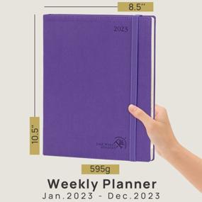 img 3 attached to POPRUN 2023 Planner Weekly And Monthly 8.5" X 10.5" - Agenda 2023 With Hourly Time Slots, Monthly Expense & Notes, Inner Pocket, Vegan Leather Soft Cover - Purple
