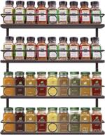 🌾 farmhouse style hanging spice rack: 4 tier pantry cabinet door holder, bronze finish - organize seasonings effortlessly logo