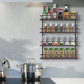 img 2 attached to 🌾 Farmhouse Style Hanging Spice Rack: 4 Tier Pantry Cabinet Door Holder, Bronze Finish - Organize Seasonings Effortlessly