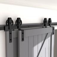 upgrade your doorway with skysen 7.5ft heavy duty sliding barn door hardware kit - bypass spoke wheel-1, black logo