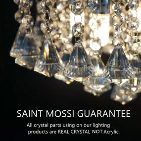 img 1 attached to Saint Mossi Modern K9 Crystal Raindrop Chandelier Ceiling Light With LED Flush Mount And 1 E12 Bulb For Dining Room, Bathroom, Bedroom, Living Room - H12" X D8