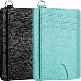 img 4 attached to RFID Blocking Front Pocket Wallet For Men And Women - Eco-Friendly Slim Minimalist Credit Card Holder With Detachable D-Shackle