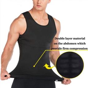 img 2 attached to HOMETA Мужская компрессионная рубашка для похудения Body Shaper Vest Abs Abdomen Slim Tank Top Shapewear Undershirt
