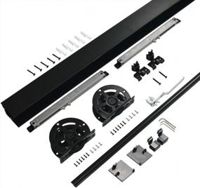 img 2 attached to DIYHD 6.6FT Soft Close Sliding Door Track Kit - Smooth Black Barn Door Hardware For Interior Partitions