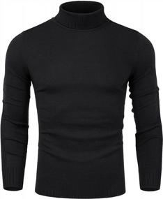 img 3 attached to Mens Turtleneck Sweater Slim Fit Pullover Knitted Thermal Top By Poriff